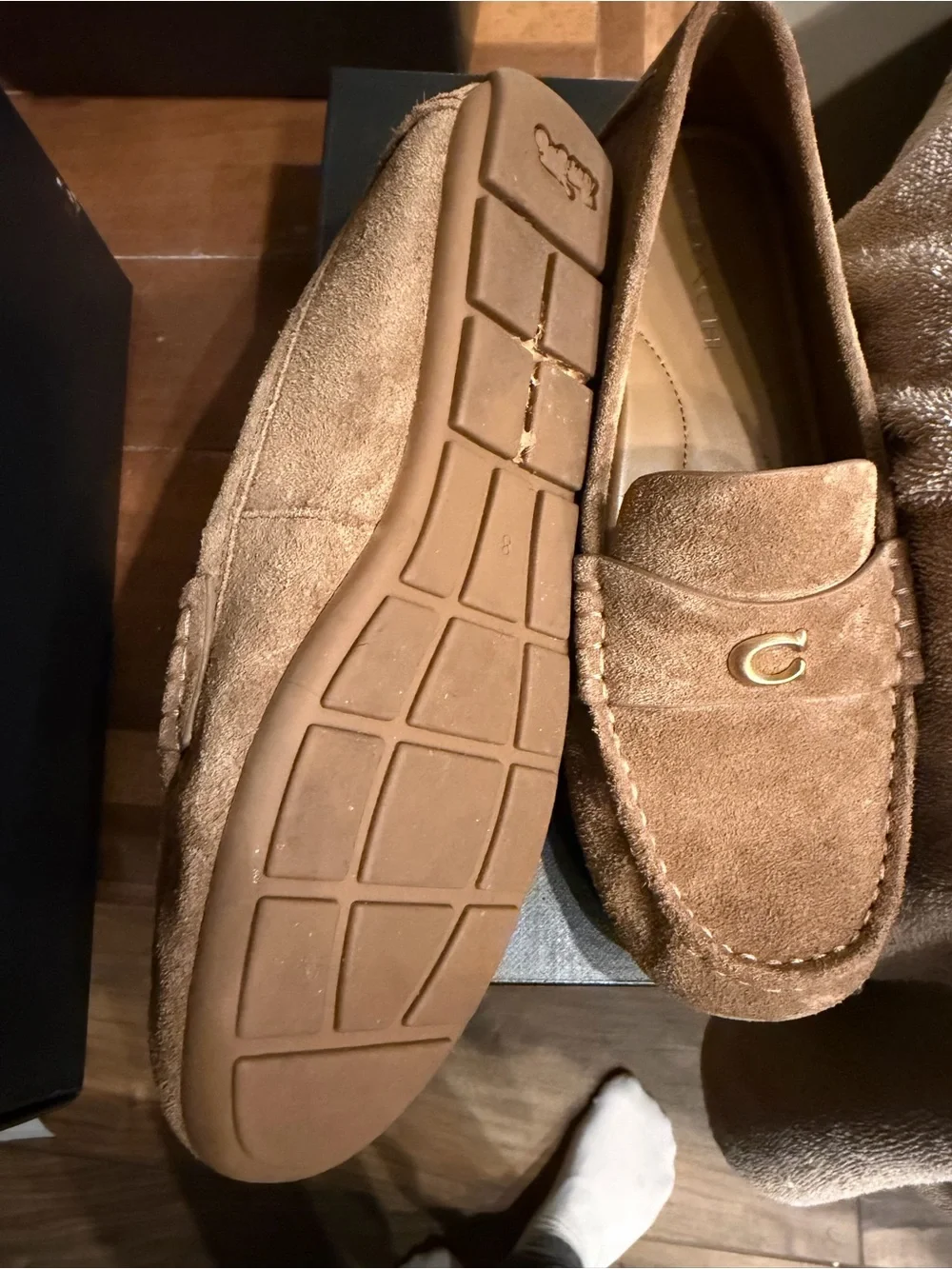 Coach Suede Penny Loafers in Tan Brown